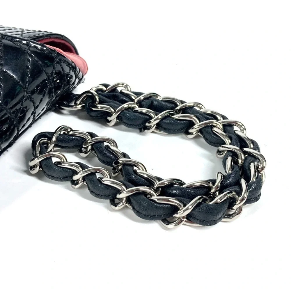 CHANEL Black Leather Logo Pouch
